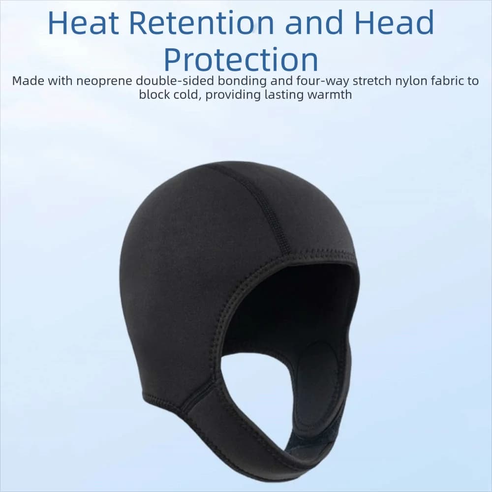 Black Neoprene Diving Hood Waterproof With Chin Straps Swimming Cap Wetsuit Hood 3MM Surf Diving Cap Spearfishing