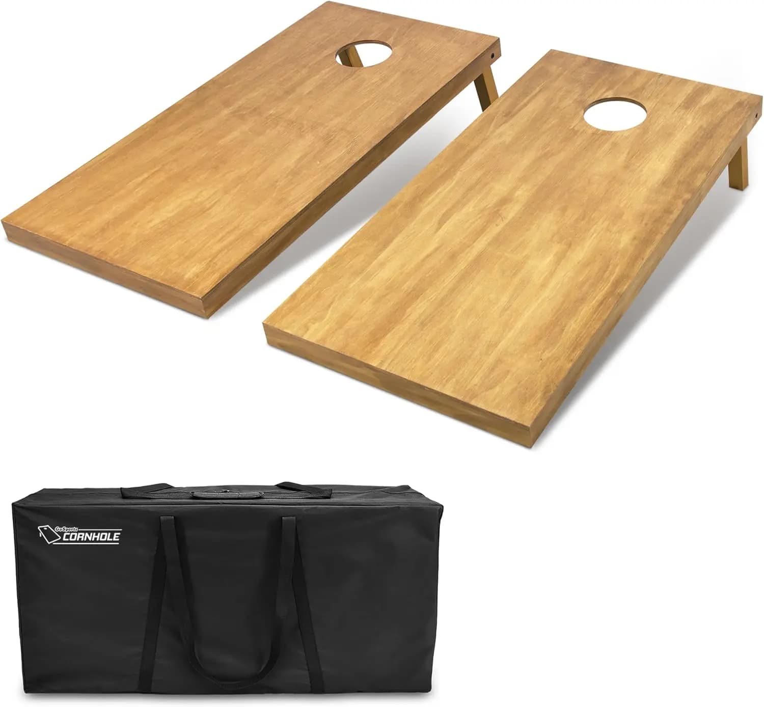 Set di tavole da cornhole in legno da 4 piedi x 2 piedi con custodia per il trasporto - Finitura marrone chiaro