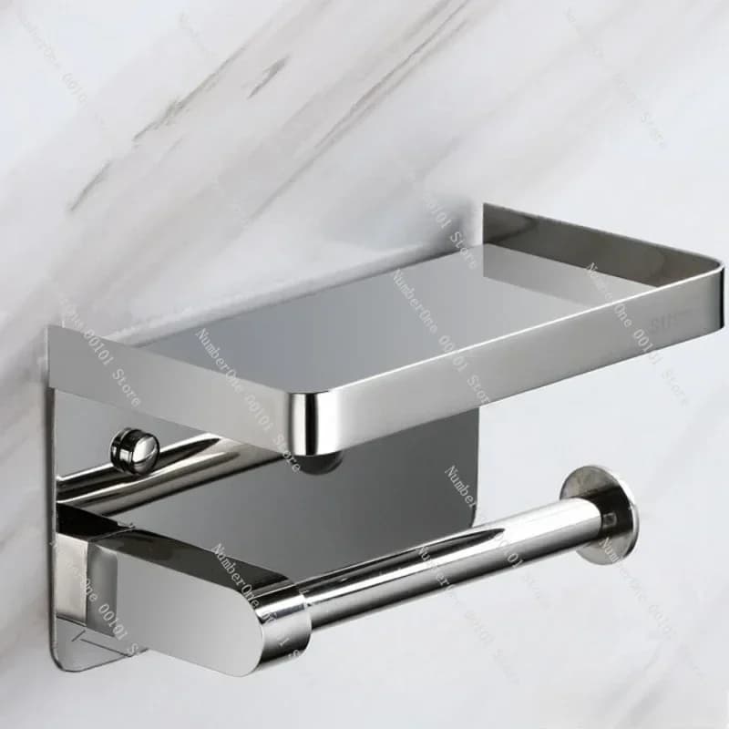 Porta carta igienica Porta fazzoletti in acciaio inossidabile 304, porta cellulare, portarotolo da bagno senza perforazione