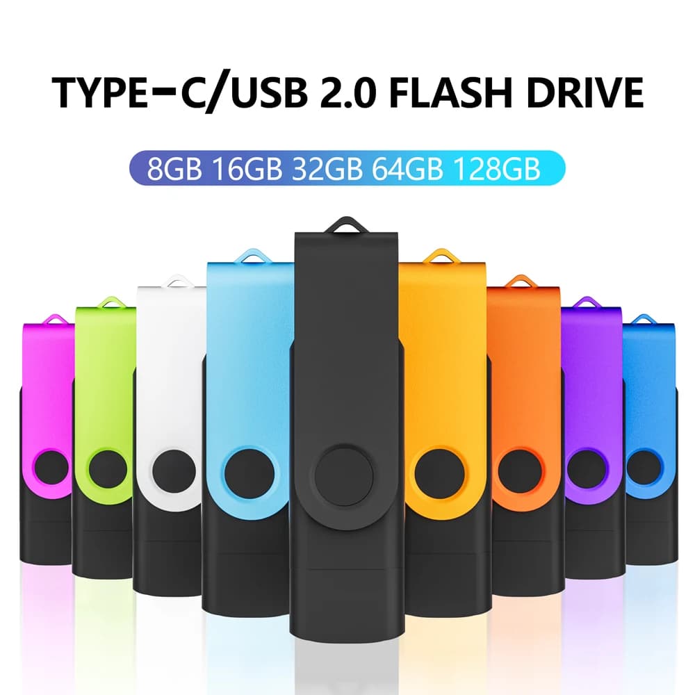Chiavetta USB 2 IN 1 TYPE-C Portachiavi da 16 GB Chiavetta USB Chiavetta USB 64 GB Pendrive ad alta velocità per telefono cellulare 32 GB 8 GB 4 GB