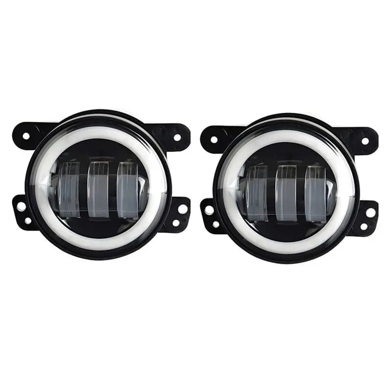 Fari fendinebbia a LED Classy da 4 pollici con anello luminoso Halo per Jeep Wrangler JK, con DRL rosso e indicatori di direzione gialli (Rosso+Giallo+Bianco)