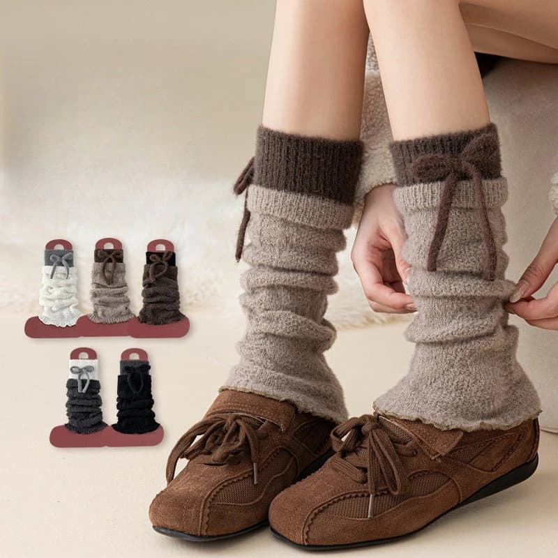 Shoes knitted leg warmer for boots Ugg, ankle socks lined with fleece, cuffs for women winter comfort boots