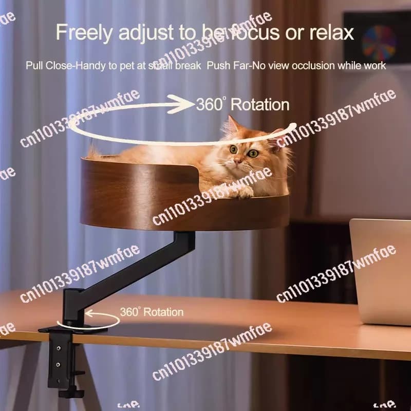 Nuovo lettiera per gatti da tavolo con staffa girevole per letto per gatti, tavolo sospeso per famiglia, azienda per animali domestici regolabile a 360 gradi