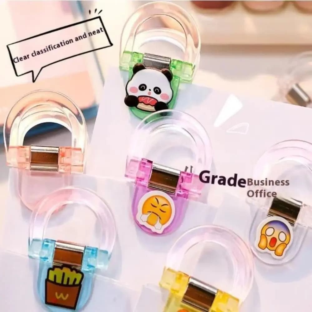 Clip per etichette per libri trasparenti da 10 pezzi, clip in plastica resistente, set di clip per carta, clip portatili con bordo antiscivolo, clip per pagine, uso in ufficio