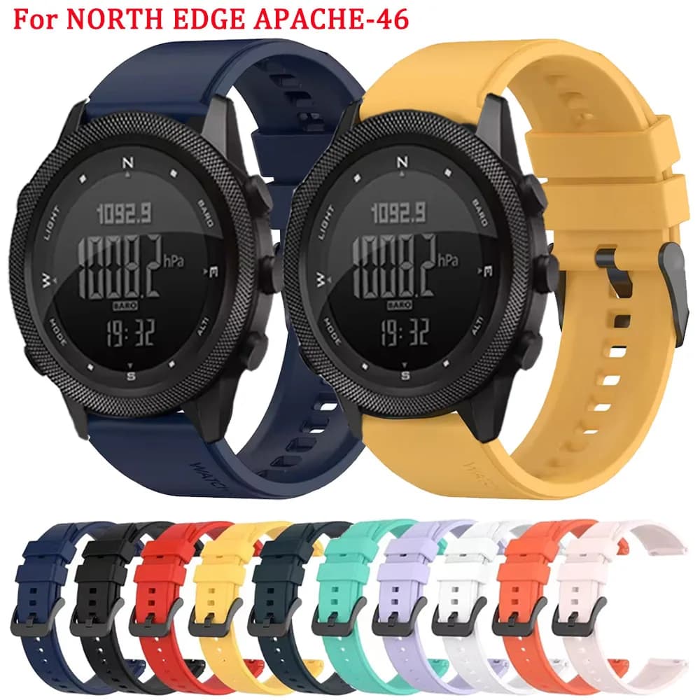 Cinturino per orologio in silicone da 22 mm per NORTH EDGE APACHE-46 Smartwatch cinturino sportivo per accessori braccialetto APACHE-46 Correa