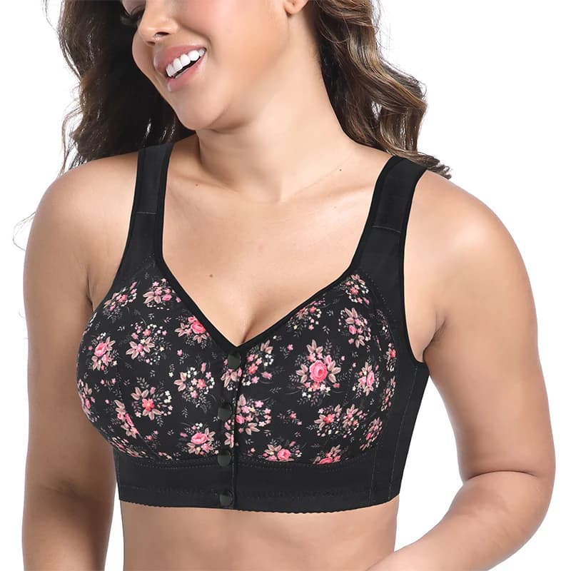 Elegant Wireless Printed Front-opening Bra Comfortable Underwear Soft And Breathable for Daily Wear