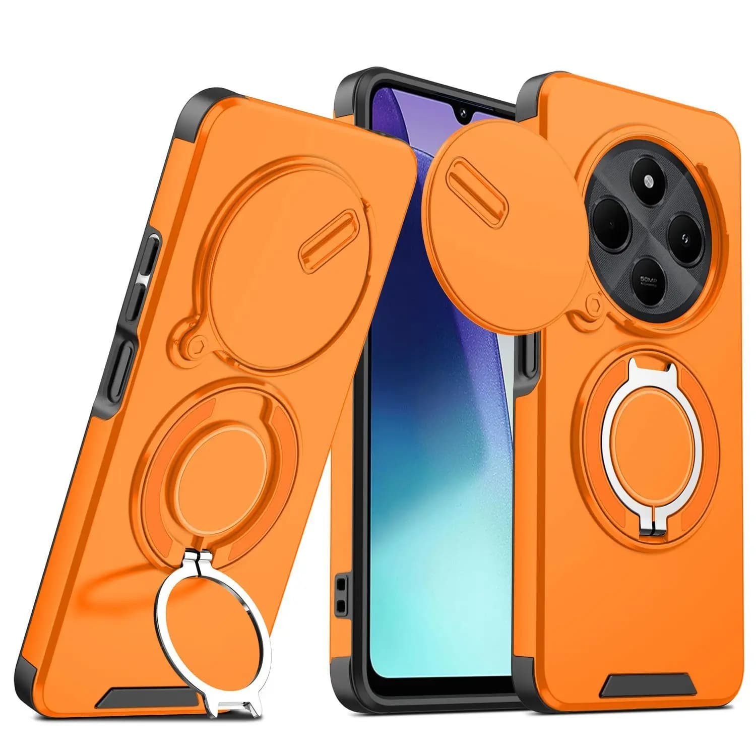 Sliding Camera Lens Protection Armor Phone Case For Redmi A4 5G india 360° Rotate Ring Holder Kickstand Shockproof Back Cover