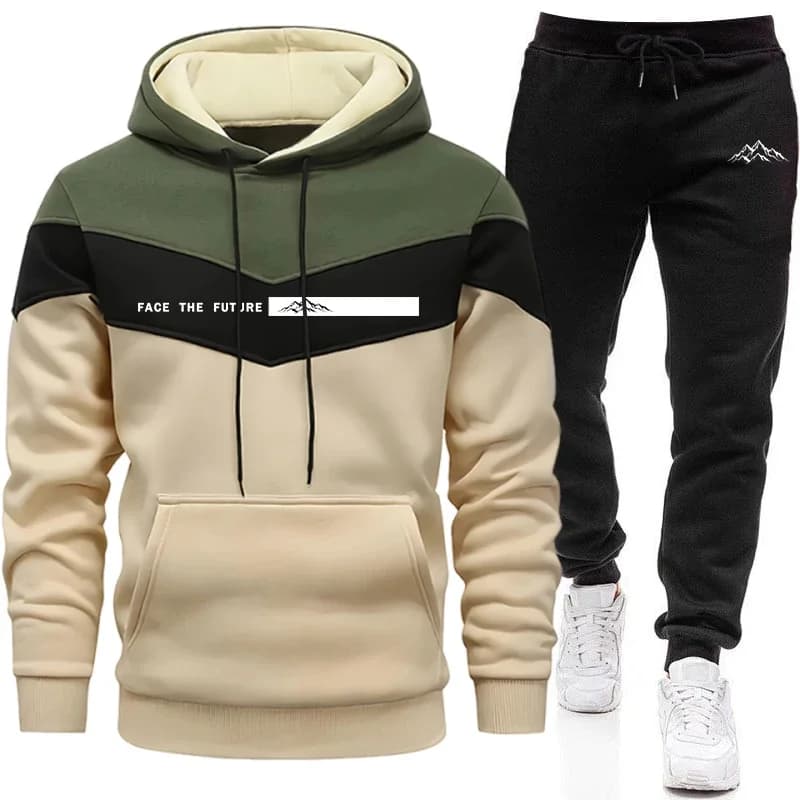 Tracksuit Men's Fashion Casual Hooded Sweatshirt Outdoors Sports Jogging Clothing Autumn Winter Quality Warm Single Hoodie Pants
