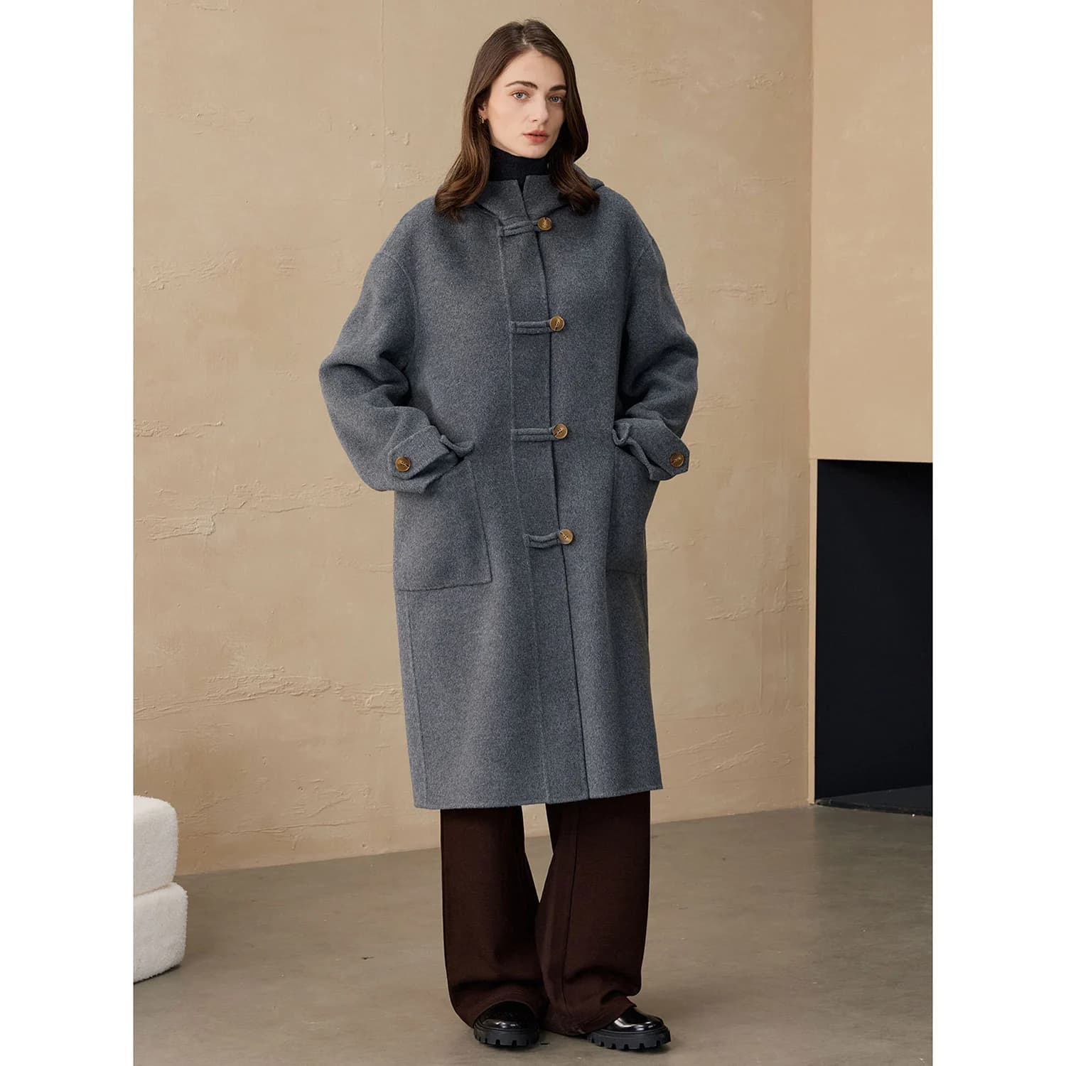 Blazer da Donna Allingentle in Lana, Giacca Lunga alla Moda, Cappotto Elegante per Outfit Quotidiani, Personalizzabile