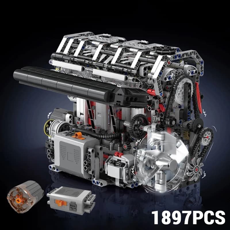 1897PCS L4 Motore per auto a benzina Building Blocks Giocattoli Simulazione motorizzata Assemblaggio Mattoni Set di modelli Ornamenti per i regali dei bambini