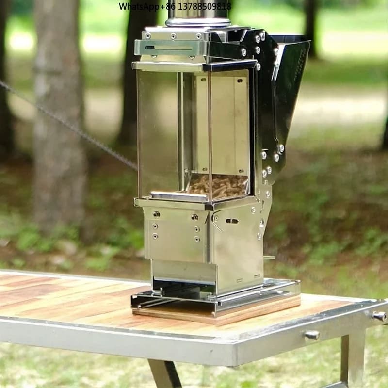 Griglia BBQ Portatile Moderna in Acciaio Inox 304 per Campeggio, Grande Stufa a Legna per Osservazione del Fuoco e Riscaldamento Senza Fumo