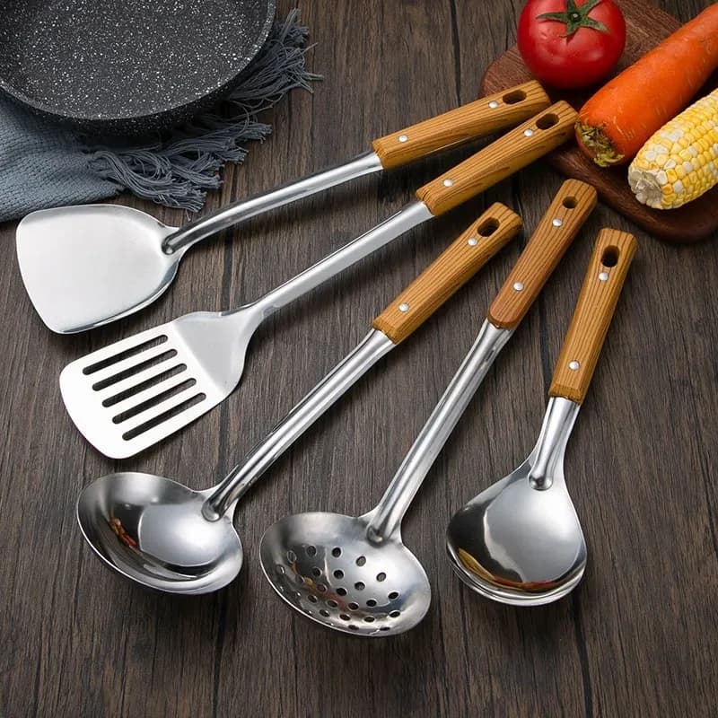 Stainless Steel Kitchen Tools with Heat Resistant Handles Stainless Steel Sheets Spatula spoons easy to clean
