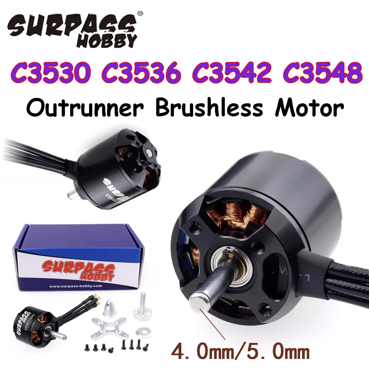 SURPASS HOBBY Outrunner Brushless Motor C3530 C3536 C3542 C3548 14Pole Motor for RC Airplane Fixed Wing Drone DIY Accessories