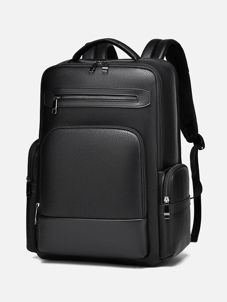 Men's Fashion Backpack PU Leather Satchel Briefcase Travel 15.6 Inch Laptop Rucksack Office Business Shoulder Back Pack Male
