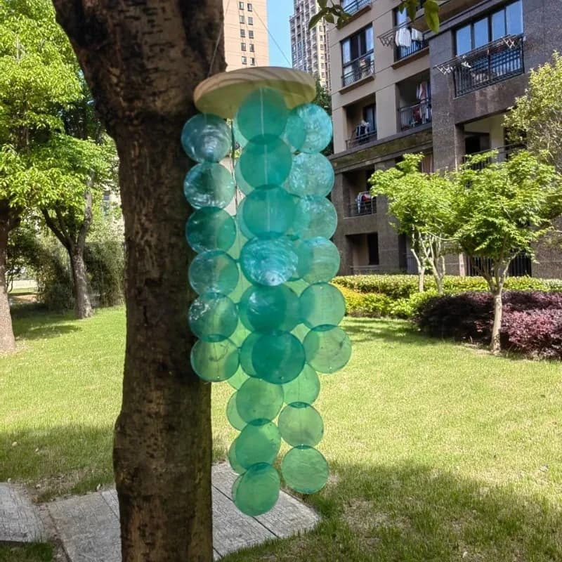 Natural Rainbow Shell Wind Chime Decorative Hanging Ornament For Garden Window Home Gift