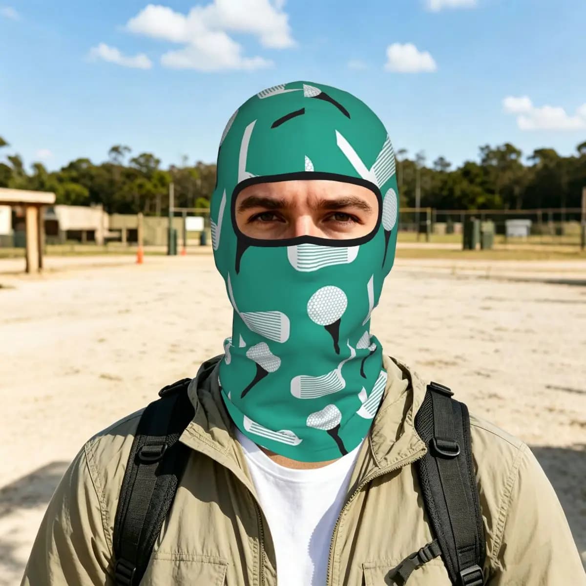 Golf Ball Pattern Breathable Thin Balaclava Full Face Mask Sun Protection Neck Gaiter For Motorcycle Cycling Fishing Outdoor