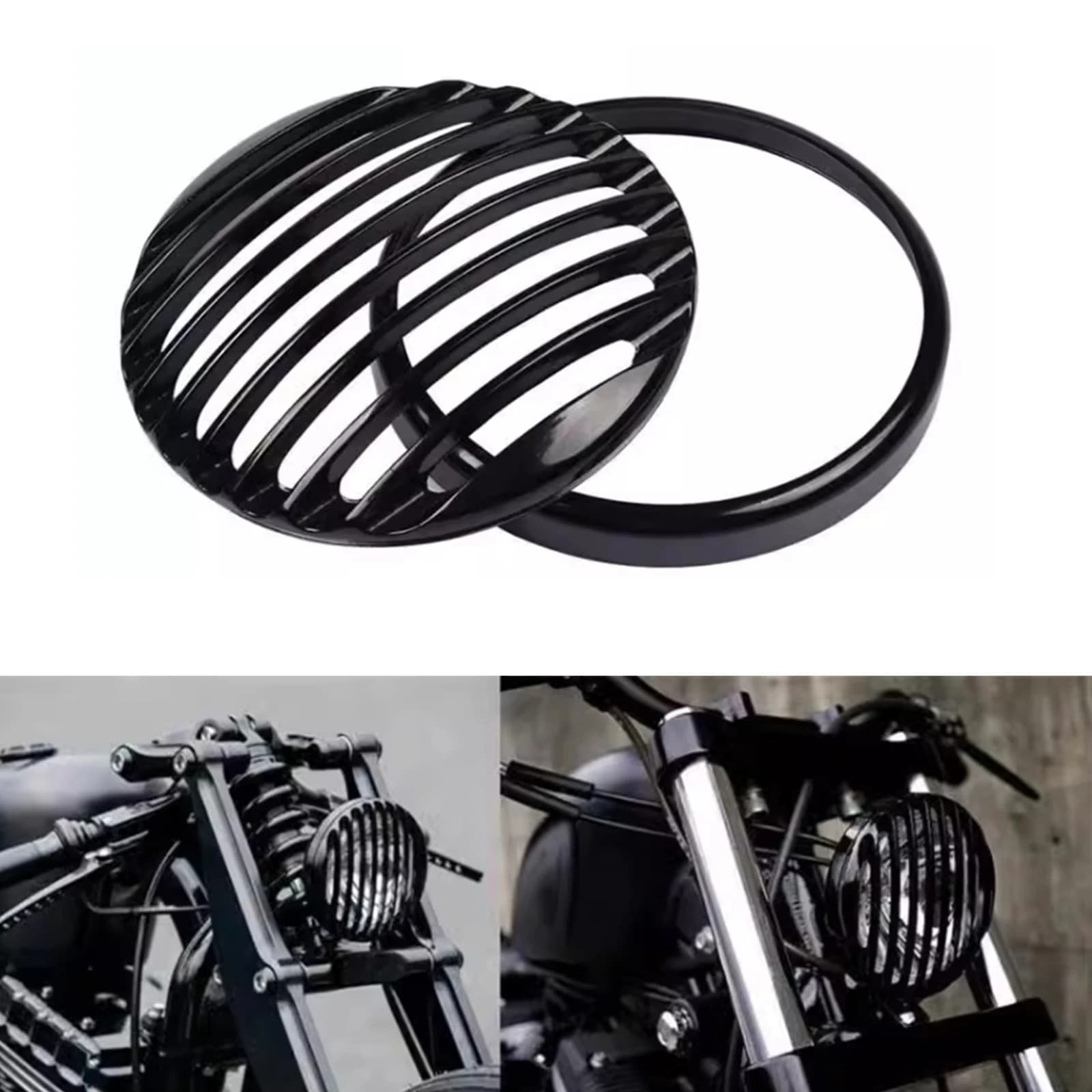 Faro anteriore del motociclo Griglia di copertura Lampada del faro Protezione della luce Griglia Telaio per Triumph Bonneville Bobber Nero 2017-2024