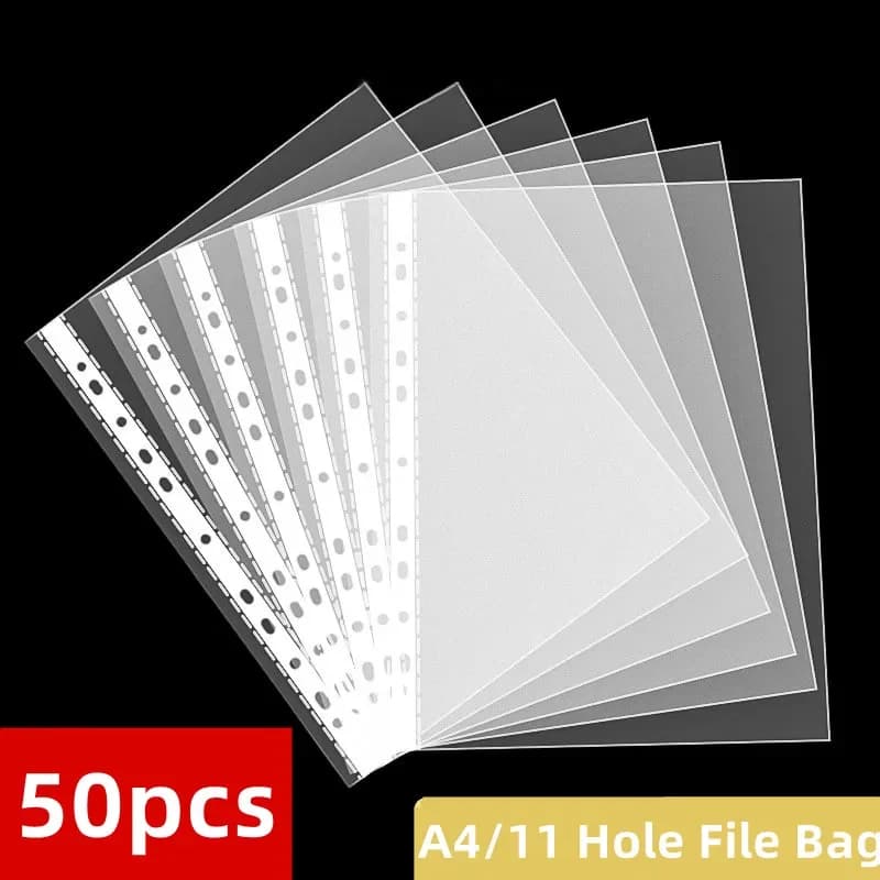 50 pezzi A4 foglio di PVC trasparente file multiuso file a fogli mobili a 11 fori pagina documenti cartella tascabile perforata foglio di protezione per file Pape