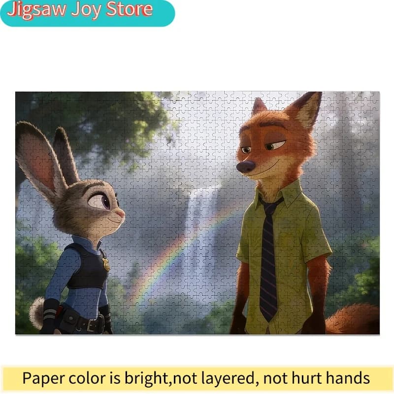 Puzzle da 1000 pezzi Disney Zootopia Judy Hopps e Nick Wilde con poster | Rompicapo ad alta difficoltà, per adulti, regalo di compleanno, creativo