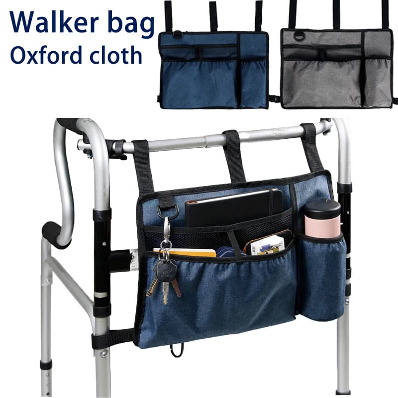Borsa da passeggio pieghevole per anziani Tasche multiple Sedie a rotelle Organizzatore di stoccaggio sospeso Accessori per borse da passeggio per passeggino