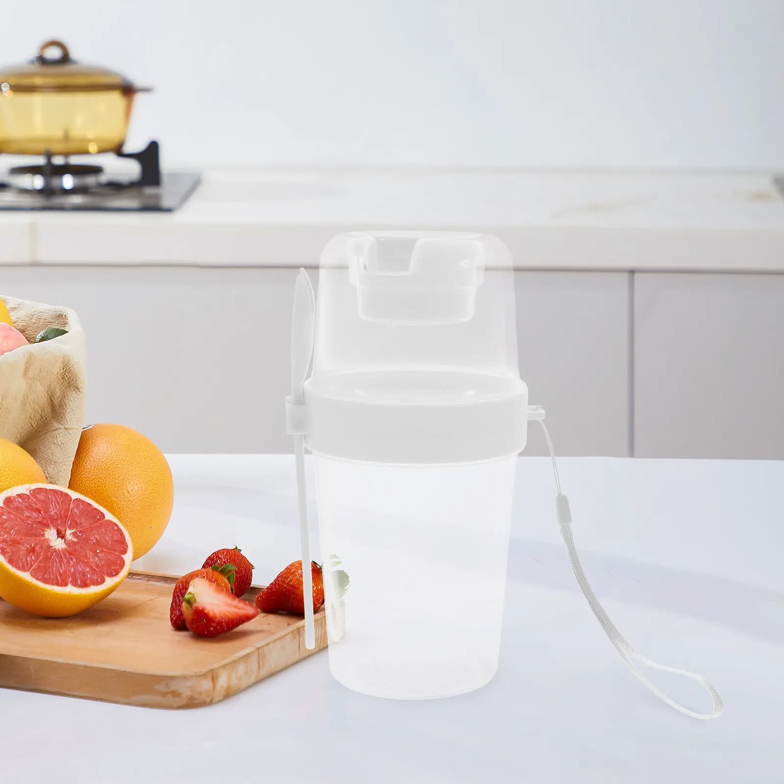 Set Contenitore per Overnight Oats a Doppio Strato con Cucchiaio, Portatile e Antisgocciolamento, per Yogurt, Cereali e Preparazione Pasti