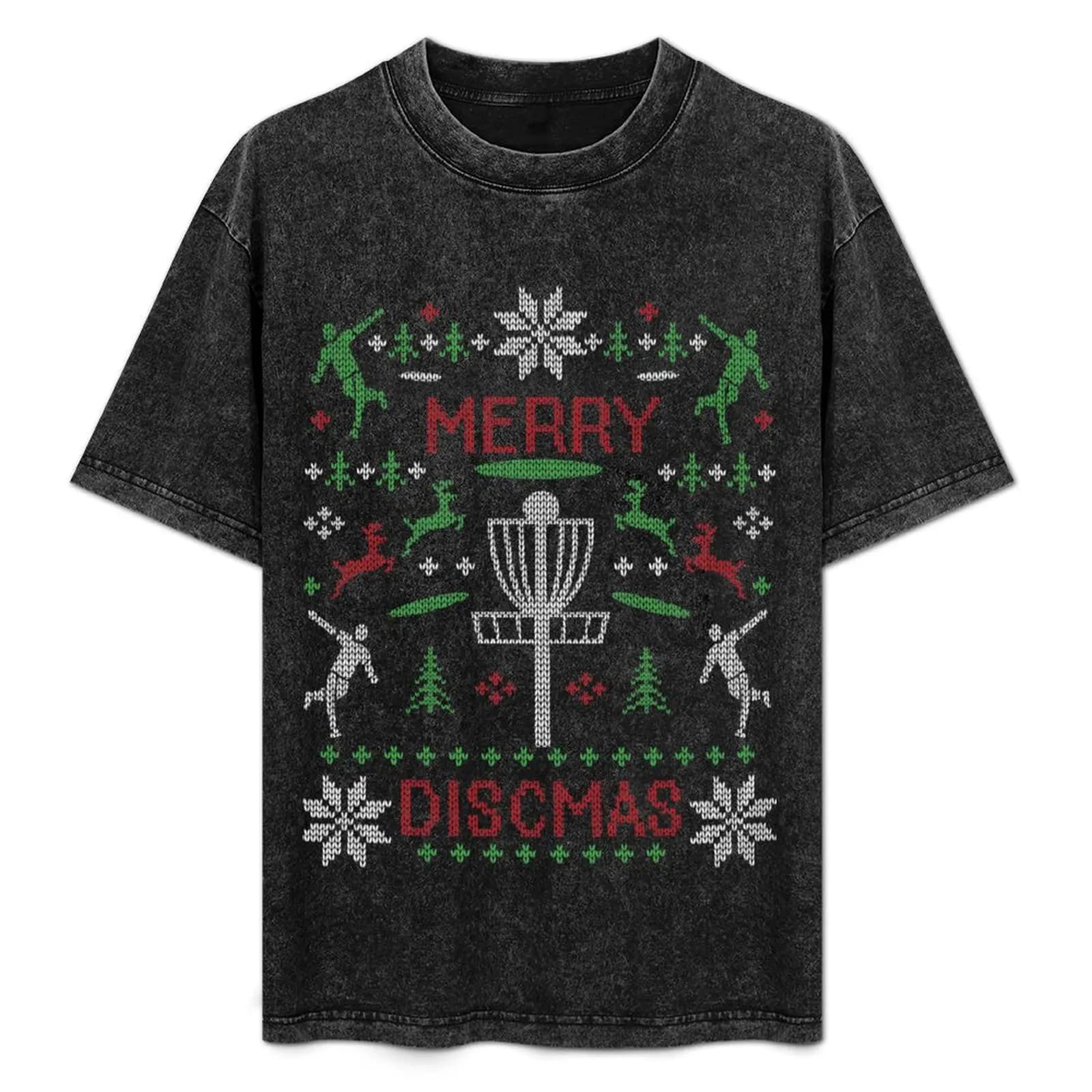 T-shirt con stampa digitale di Merry Discmas Disc Golf Ugly Christmas Sweater, t-shirt semplice, trendy e casual