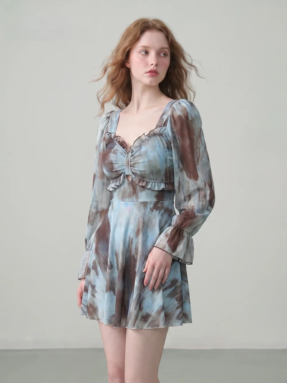 2026 New Women's One-Piece Swimsuit Elegant Long Sleeve Thermal Casual Vacation Cover-Up Slimming Skirt-Style Swimwear