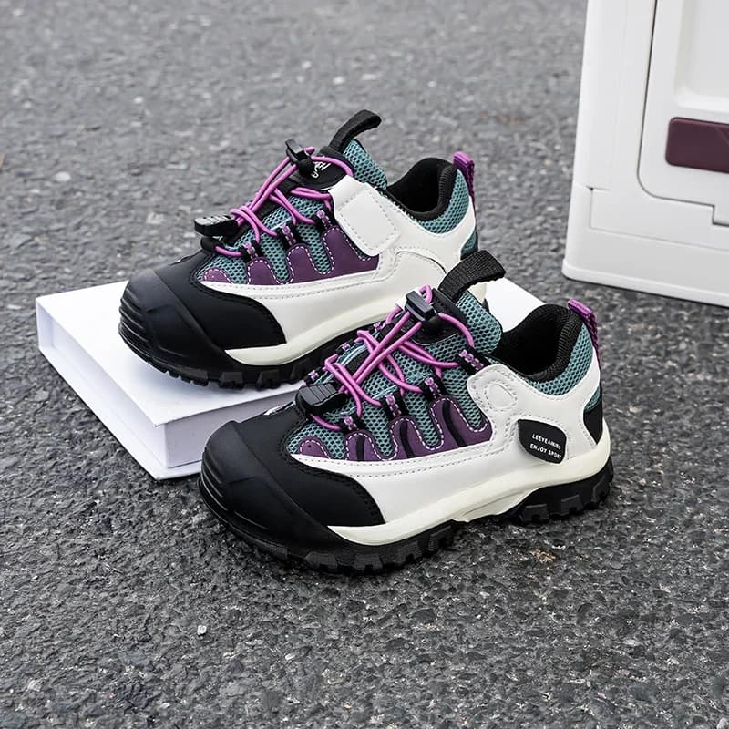 2025 Autumn New Children Running Shoes Pull Rope Toes Capped Kids Casual Shoes Soft Bottom Boys Girls Sports Shoes Breathable