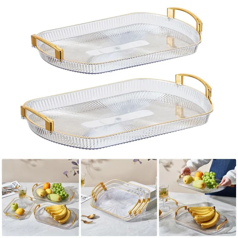 1 pz organizzatore da scrivania vassoio da portata per cucina casa sala da pranzo camera da letto ufficio vassoio per trucco vassoio di frutta con manici multiuso