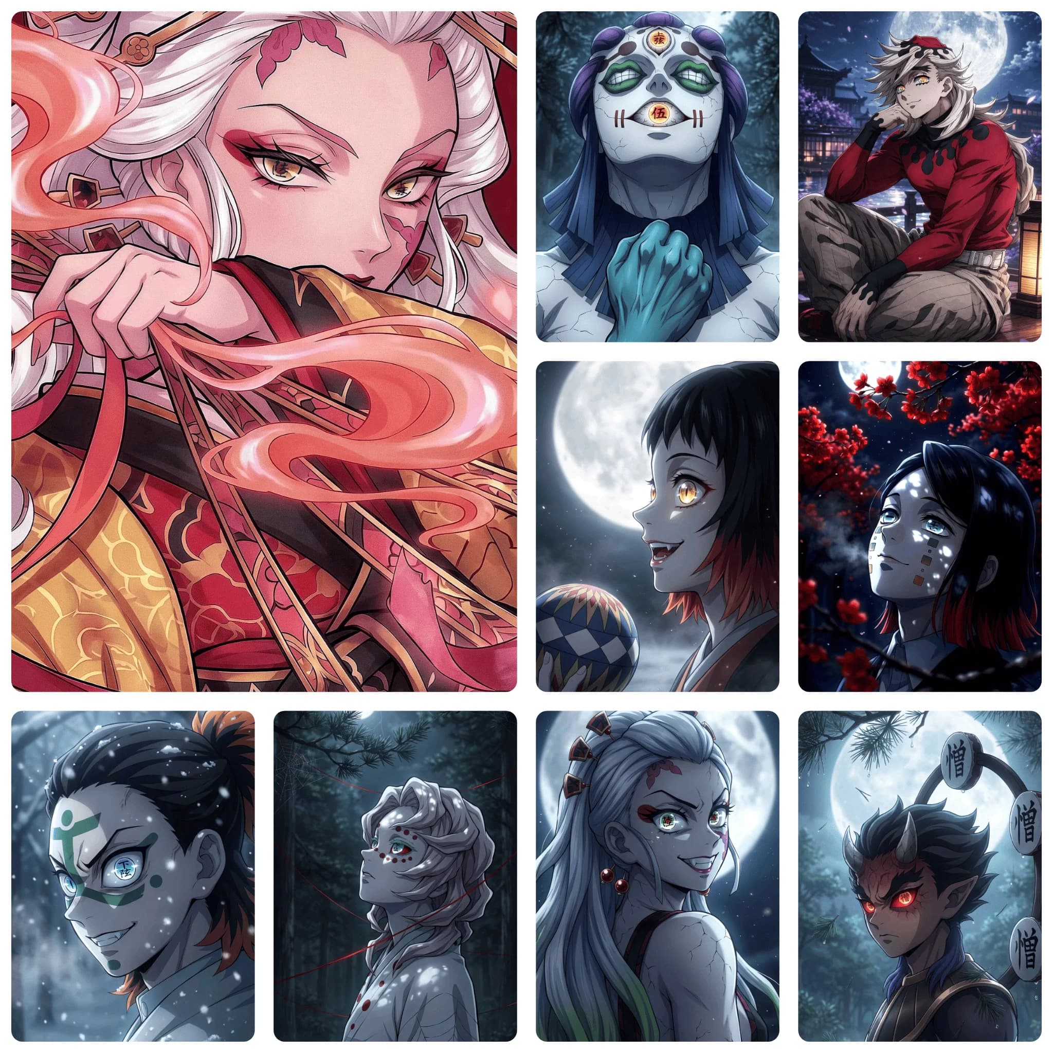 DIY Demon Slayer Oni Character Red Moon Plum Blossom Night Diamond Painting Mosaic Handmade Art Exquisite Home Decoration
