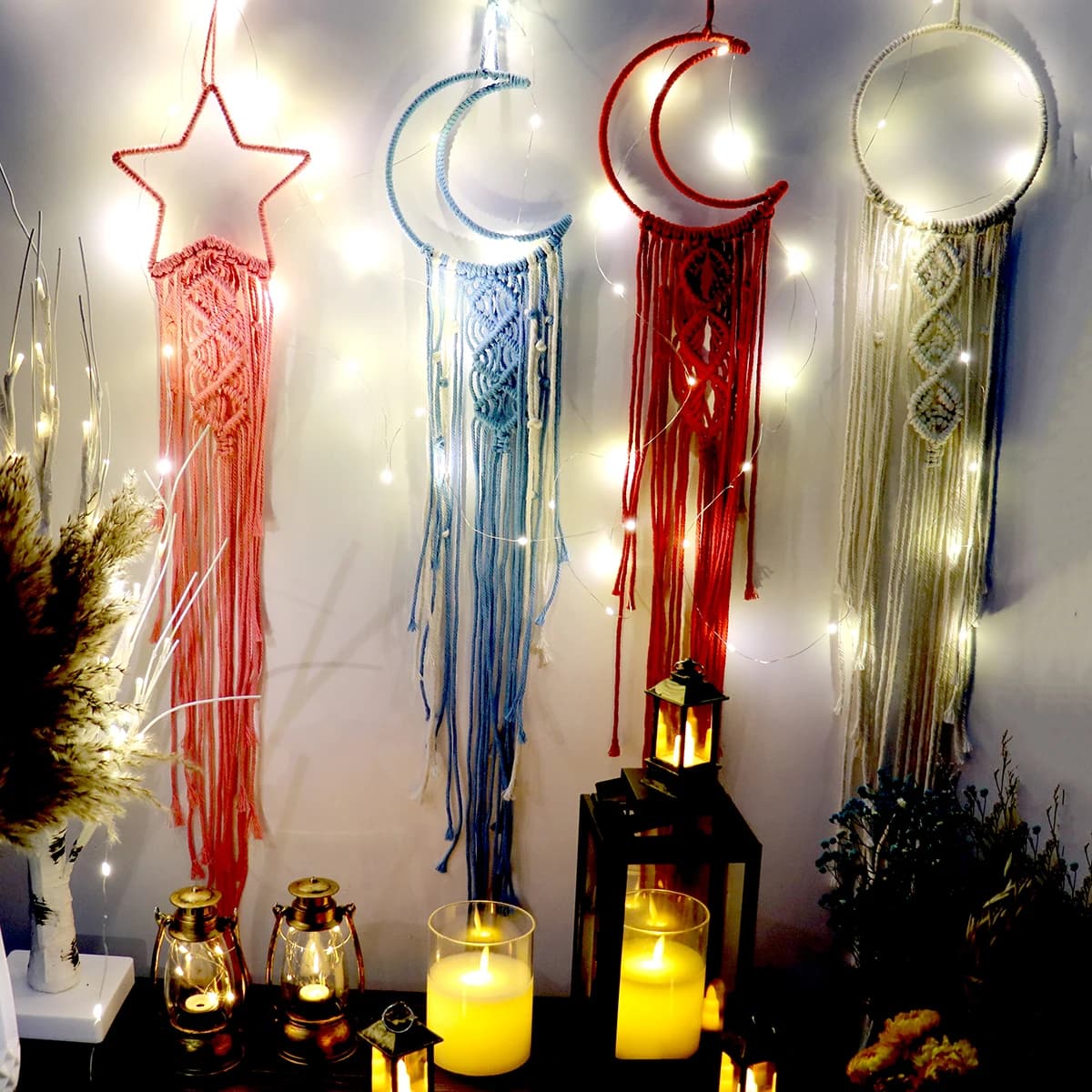 Bohemian Macrame Handmade Dream Catcher Nordic Wall Hanging Tapestry Ramadan Decoration Home Room Nordic Decoration