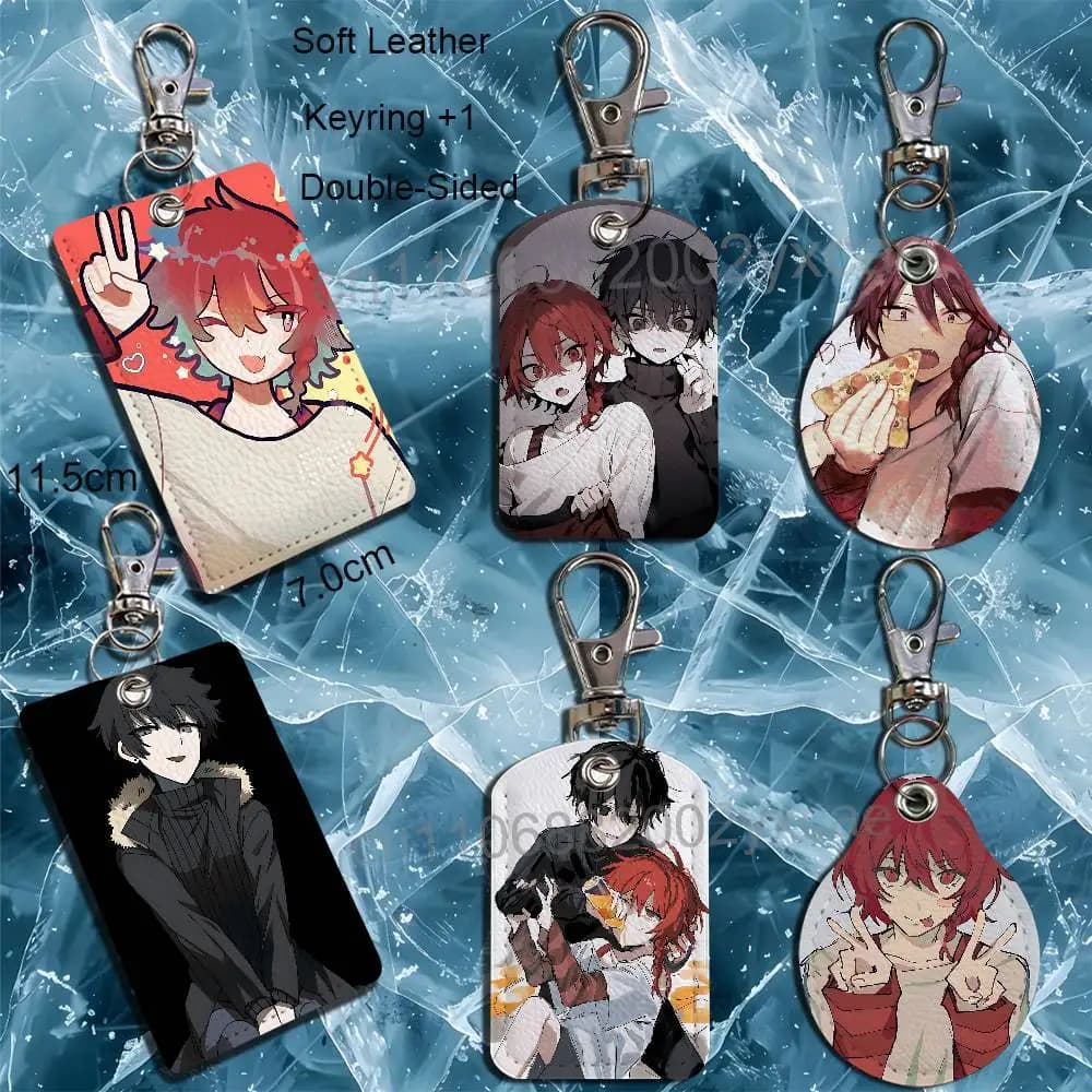 Portachiavi in Pelle Maeno Aki Tsugino Haru ZENO Remake con Cordino - Porta Badge/Porta Tessera di Accesso, Accessorio Portachiavi