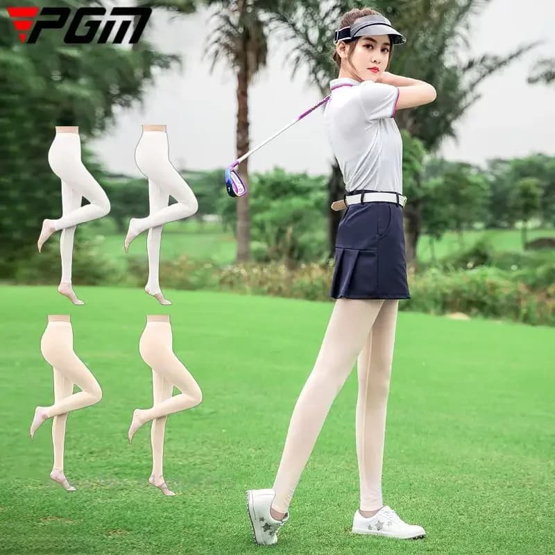 PGM Calza legging da golf ultrasottile da donna Protezione solare femminile Pantaloni da golf Calzino elastico a gamba lunga Abbigliamento sportivo in seta di ghiaccio liscia
