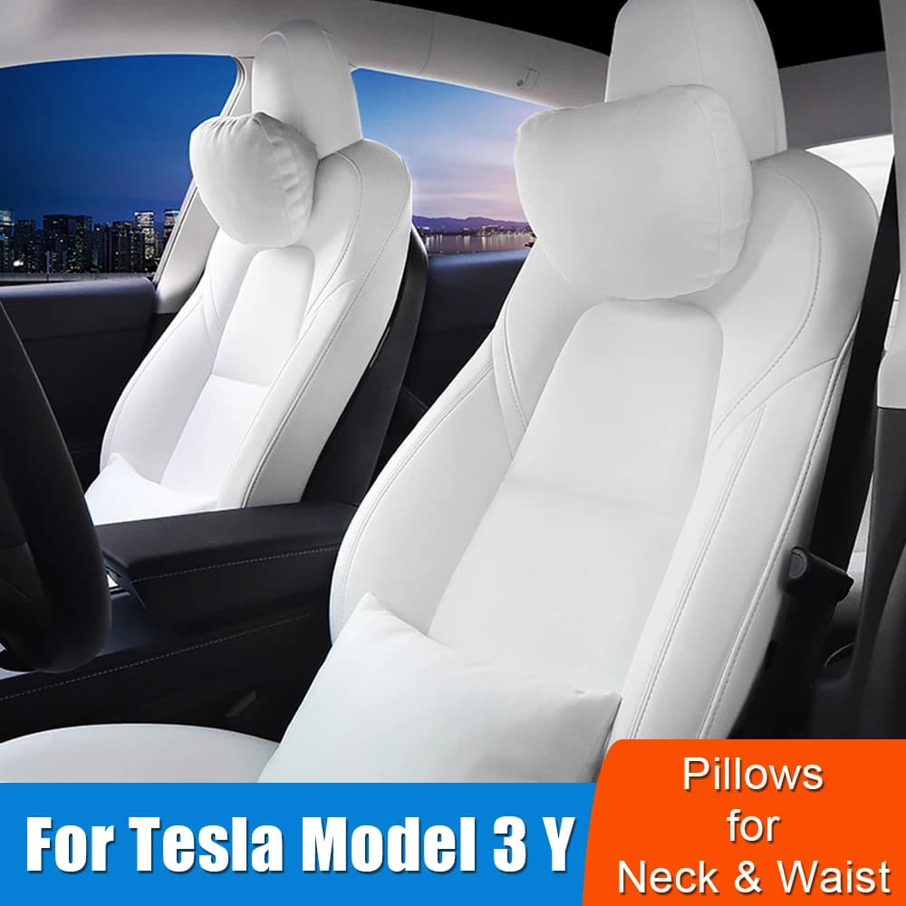 1 cuscino per poggiatesta auto, morbido e confortevole, universale per supporto lombare e sollievo per la testa, compatibile con Tesla Model 3 Y