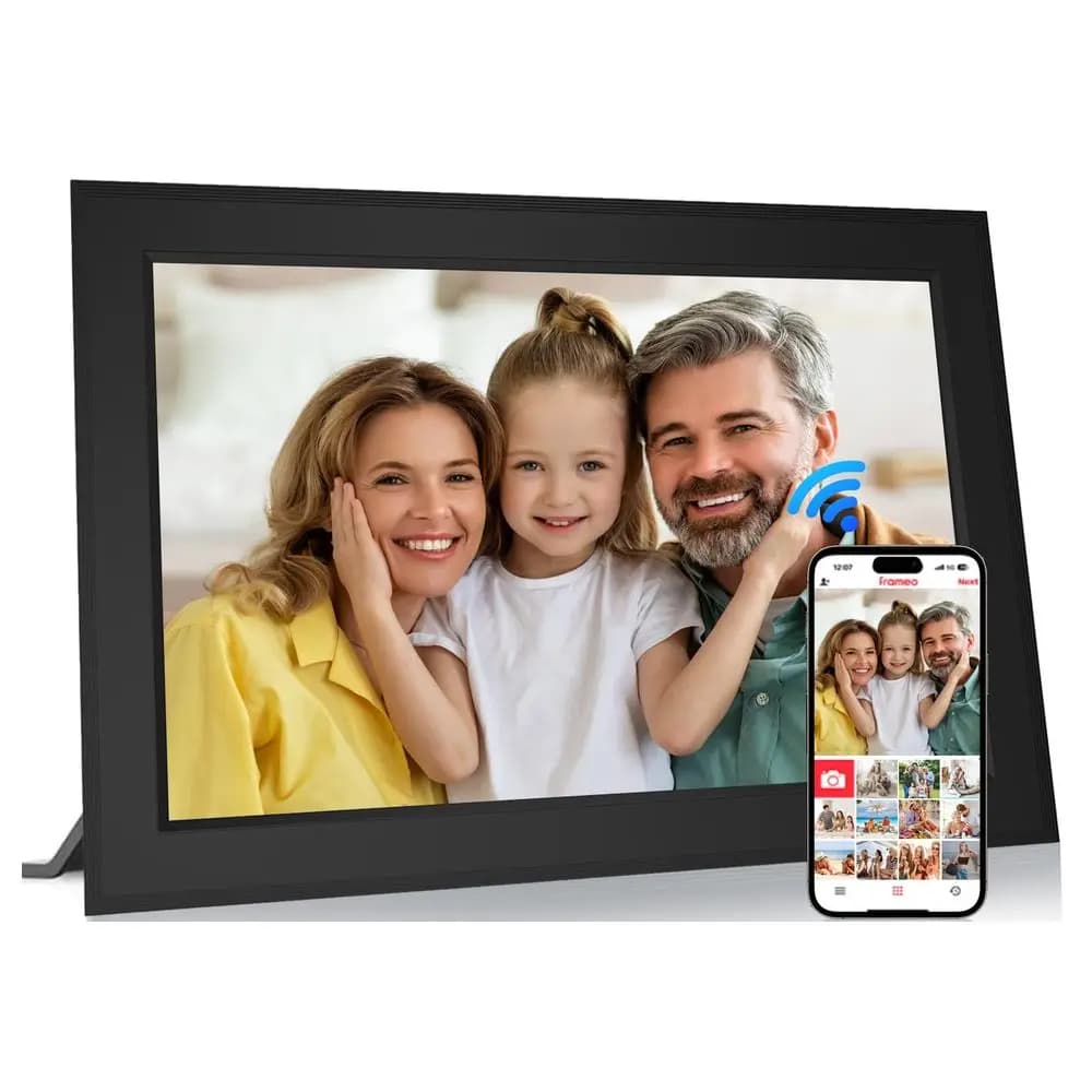 Cornice Digitale Smart WiFi da 10.1 Pollici con Schermo Touch IPS HD 1280x800, Memoria da 32GB, Rotazione Automatica, Montabile a Parete