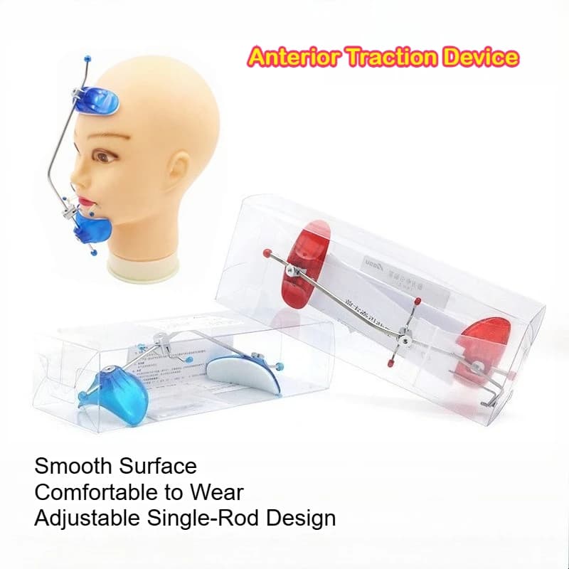 Dispositivo di strazione maschera facciale regolabile a stelo singolo/doppio per il trattamento ortodontico - Copricapo dentale con arco di trazione maxillare