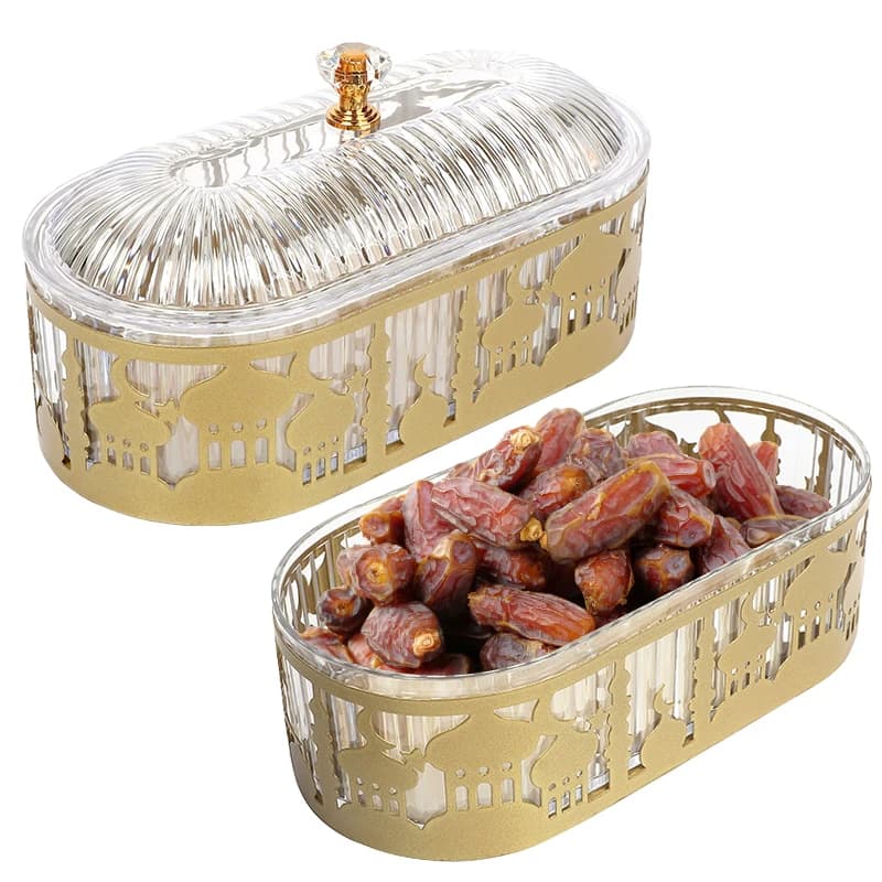 Vassoio per alimenti per caramelle Ramadan Decorazione EID Mubarak per scatola da dessert domestica 2025 Ramadan Kareem Forniture per feste musulmane islamiche Regali Eid