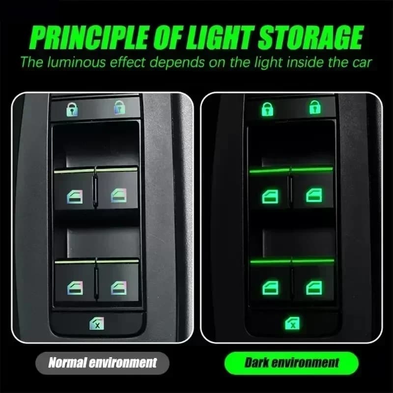 New Car Button Stickers Lighting in Dark - Green/blue/orange Fluorescent Decalcomanie for Internal Control (Universal Adapted)