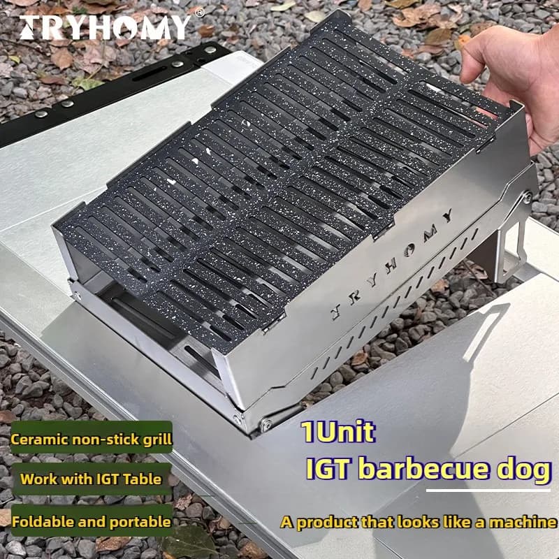 Tryhomy IGT Stove 1 Unit Barbecue Dog Stove Stainless Steel Charcoal Non stick Grill Mesh Outdoor Camping BBQ Stove