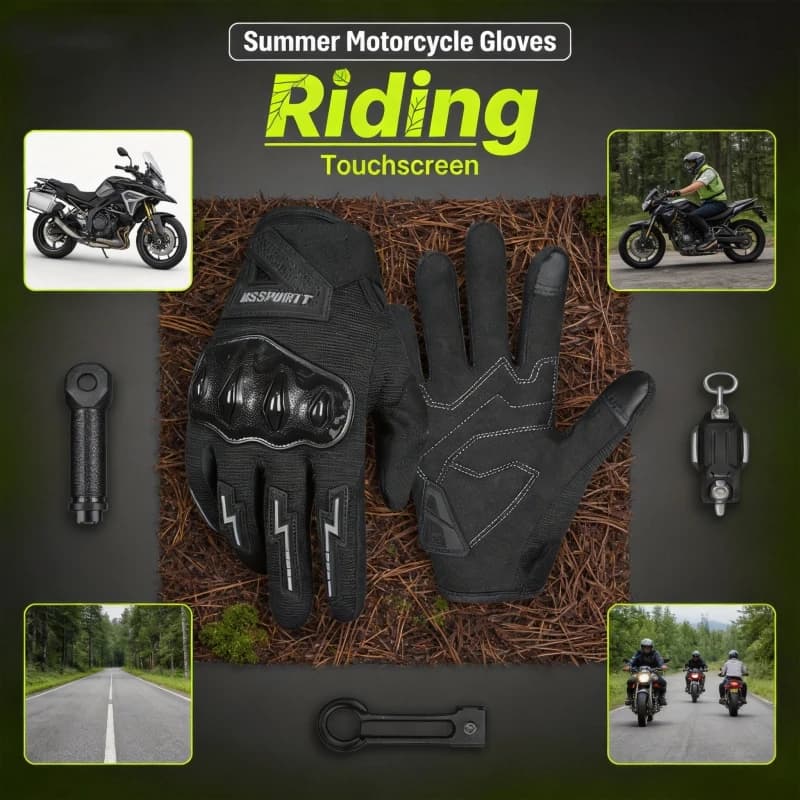 Summer Breathable Mesh Motorcycle Riding Gloves Lightweight Men Girl Thin Wear-resistant Anti-fall Moto Rider Touchscreen Gloves