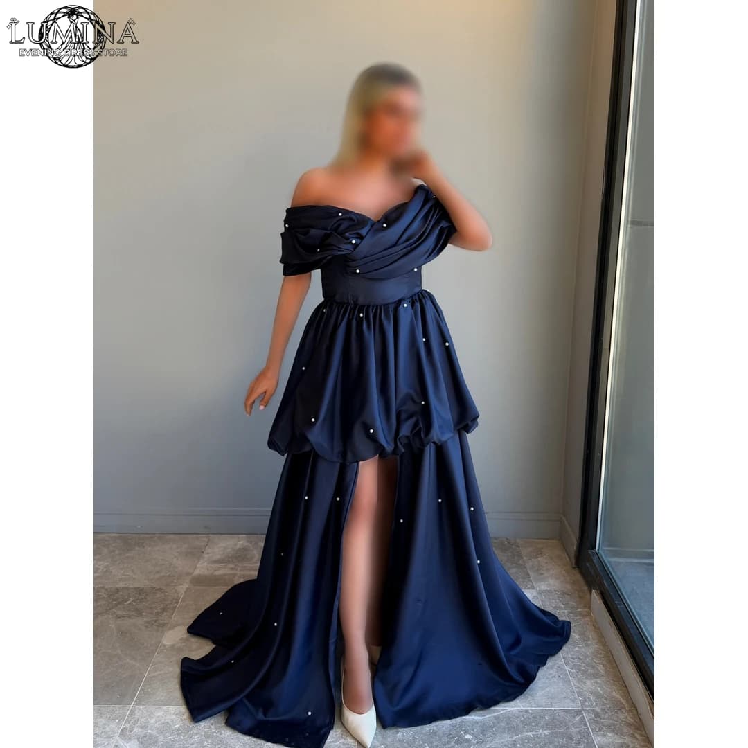 Abiti da Sera di Lusso Eleganti su Misura Lumina per Matrimoni, Abito da Ballo Asimmetrico con Sciarpa da Donna 2026, Abiti da Cerimonia con Perline a Goccia
