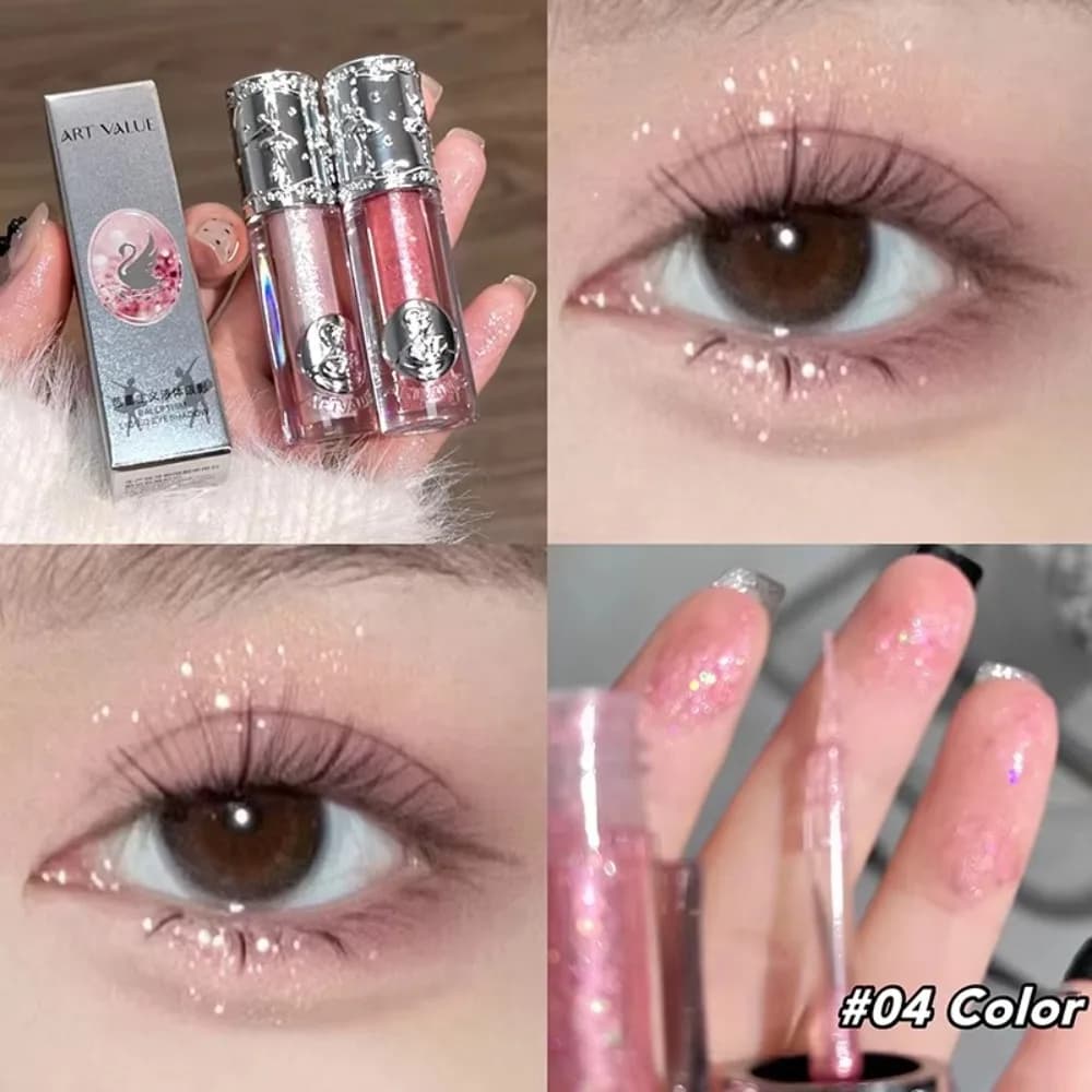 Ombretto Liquido Art Value Multiuso con Glitter Fine, Ombretto ad Alta Lucentezza, Blush Liquido Versatile, Strumento per il Trucco degli Occhi