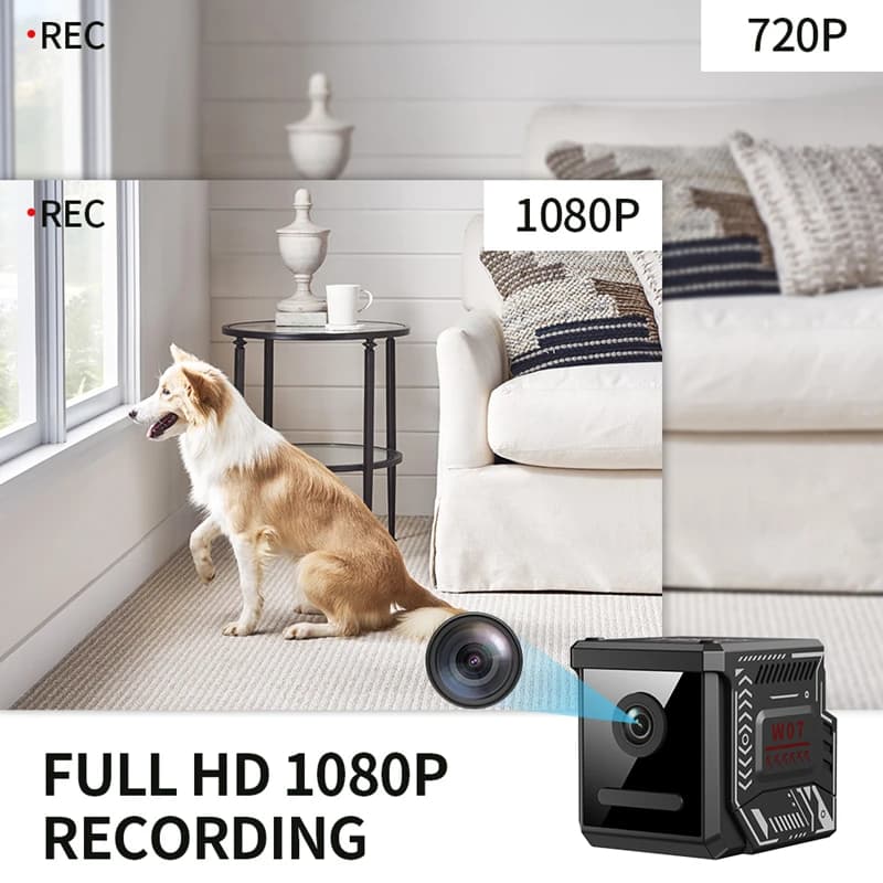 Mini Telecamera WiFi HD Wireless per Sicurezza Domestica 2.4G con Visione Notturna e Rilevamento Movimento Ricaricabile per Monitoraggio Interno di Bambini e Animali Domestici 2026
