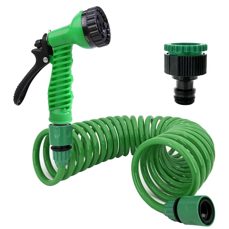 Testina Spruzzatrice a 7 Funzioni, Tubo Flessibile Retrattile, Ugello Multifunzione per Irrigazione Giardino, Prato e Pulizia Auto