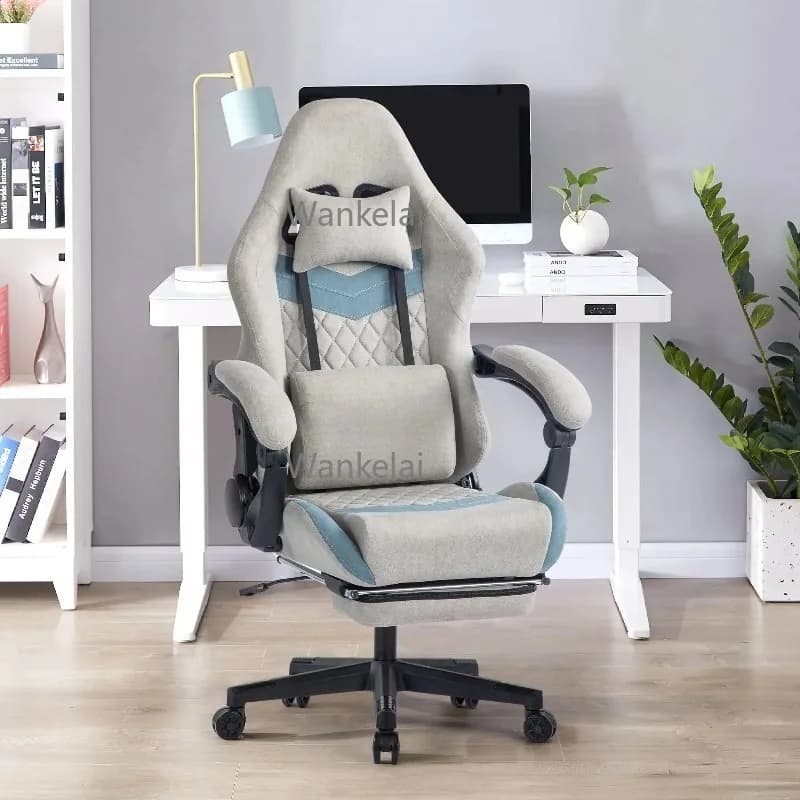 Sedia da gioco ergonomica dal design ergonomico, grande e alta, grande e alta, blu grigio, con braccioli, sedia per computer