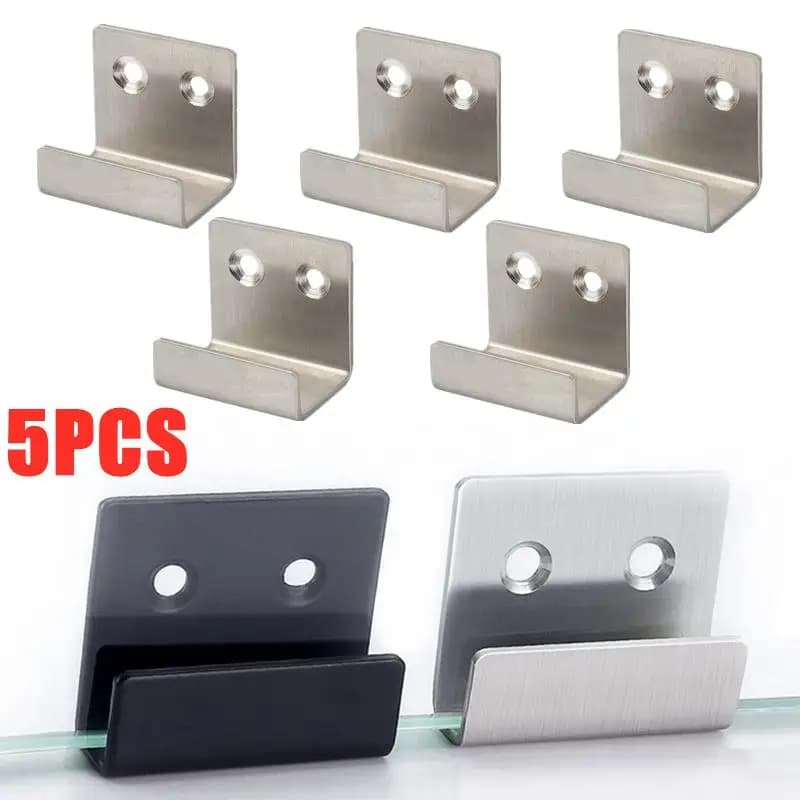 Ganci piatti in acciaio inossidabile da 5 pezzi Gancio per piastrelle in ceramica Cartelloni pubblicitari Supporto per tabellone Bretelle Staffe Elementi di fissaggio Viti Chiodi