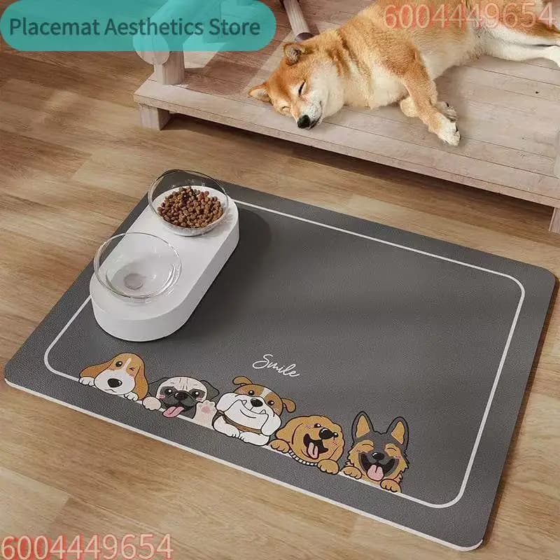 Tappetino Assorbente in Terra Diatomacea per Animali Domestici, Tappetino per Ciotole di Cani e Gatti, Prevenzione Perdite Cibo, Senza Lavaggio