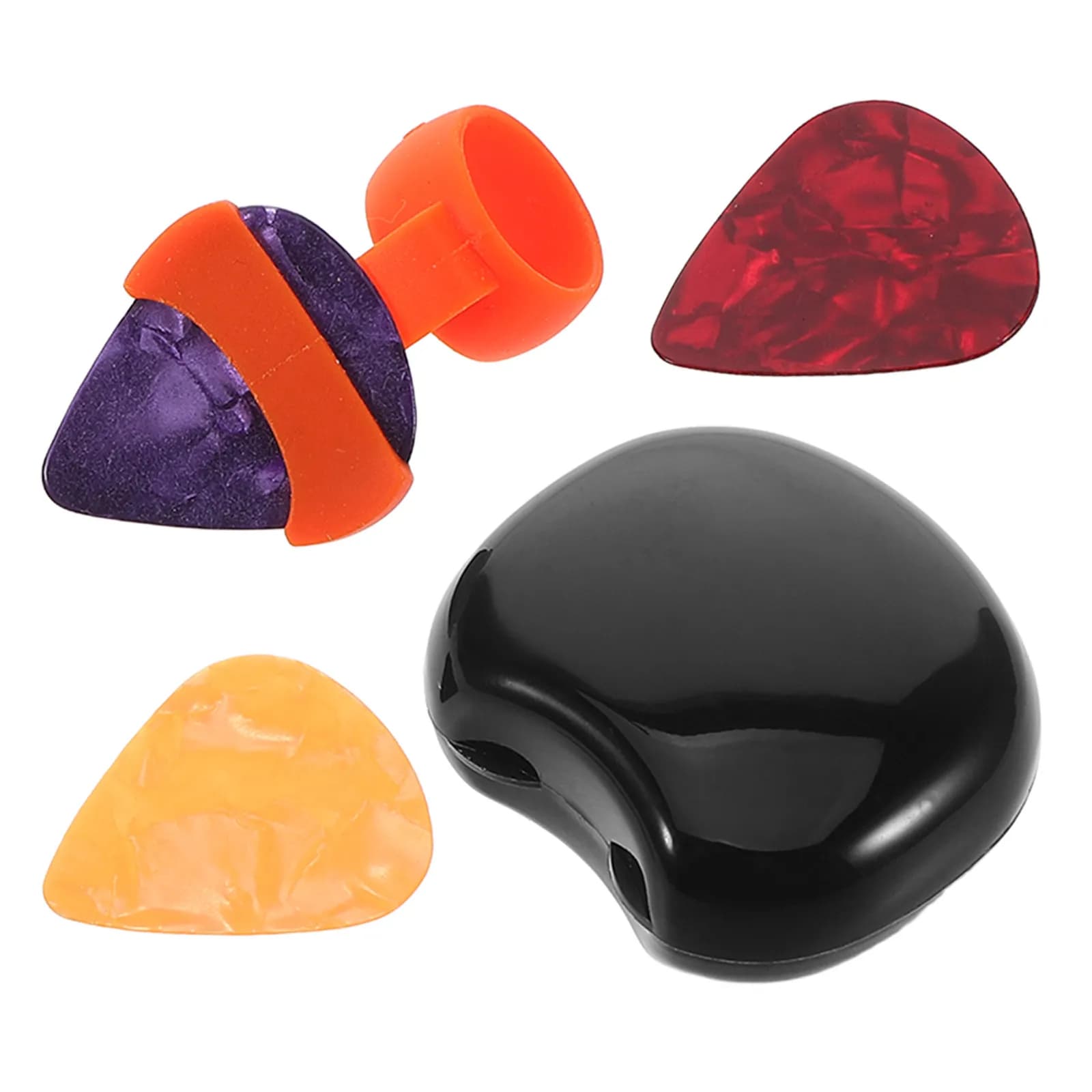 Set di 1 plettri in silicone antiscivolo per chitarra, protezioni per le dita per chitarre elettriche e acustiche, ausilio per la strumming, protezione per la presa per principianti.