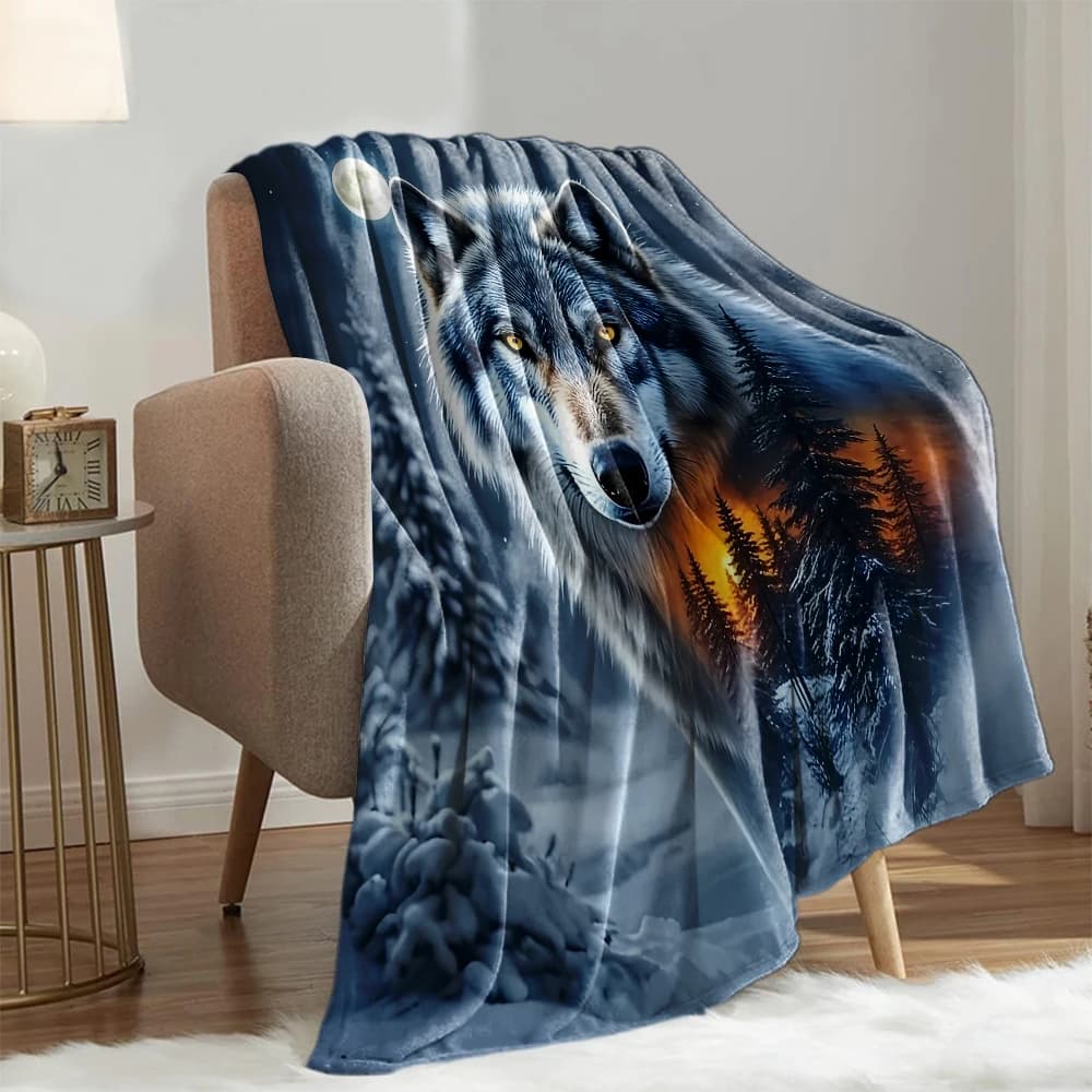 1 pezzo da tiro in stile contemporaneo stampato Power Wolfs animali coperta di flanella per divano letto divano comode coperte calde regali perfetti