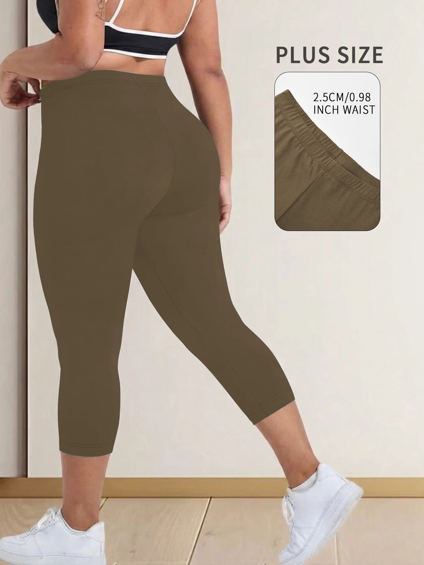Plus Size Sports Leggings for Women, Capri Super Soft Pants Not Transparent for Training, Running and Casual Use